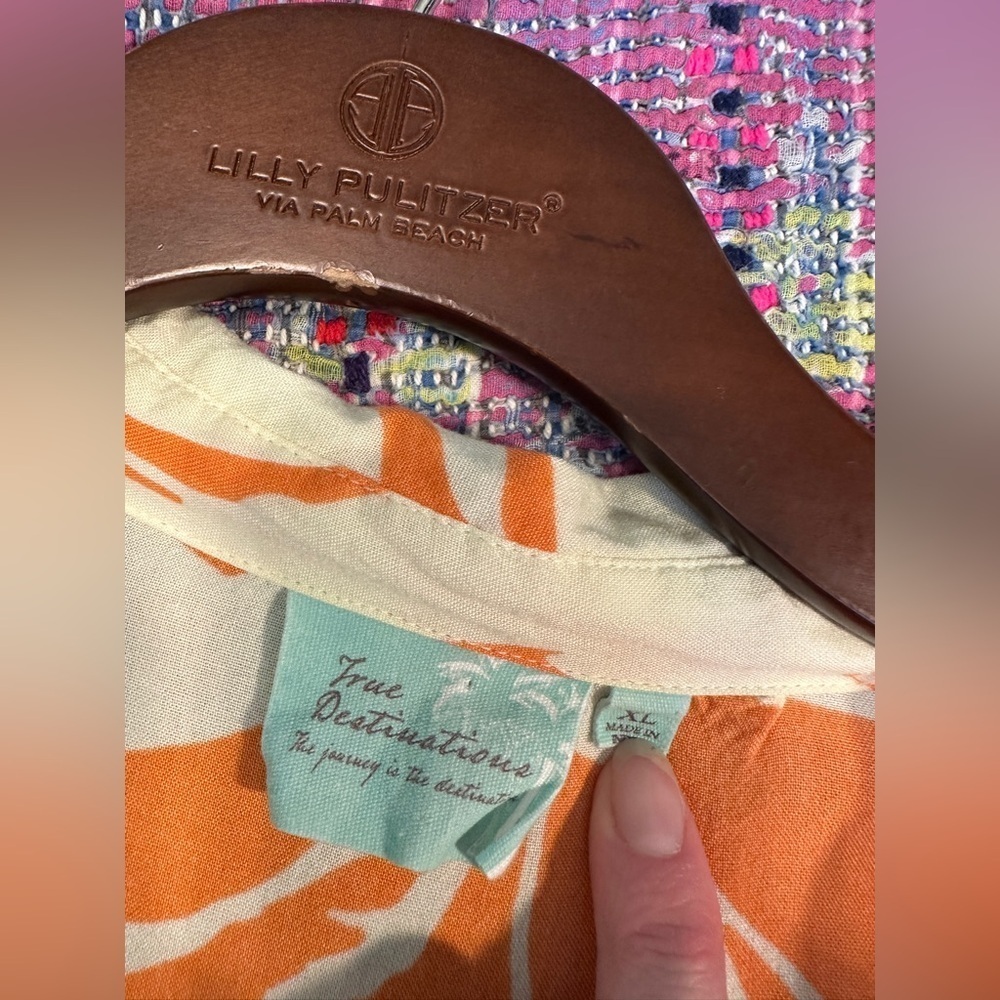 Free Destinations XL 2 piece Set EUC Matching Shorts Button down Flowy beachy - Picture 7 of 7